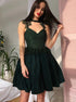 Dark Green Homecoming Prom Dress with Lace and Plates LBQ0127
